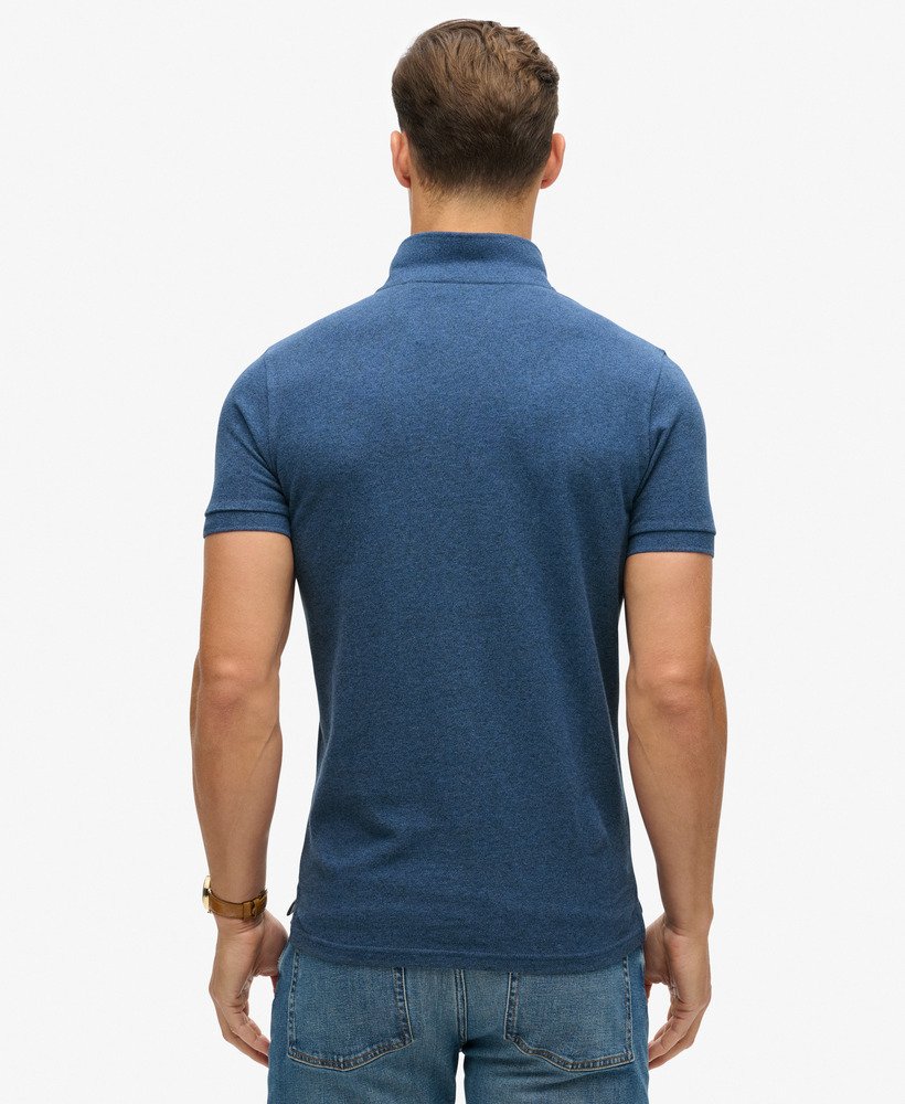 klassiek piqué poloshirt in helderblauw gemêleerd