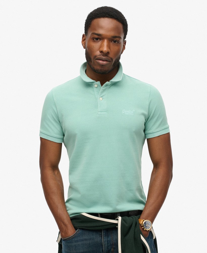 gescheurd poloshirt in fresh mint-kleur.