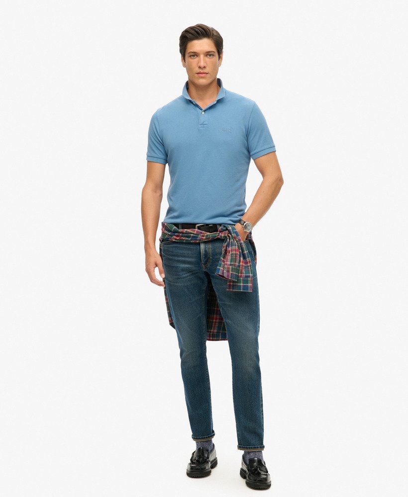 gescheurd poloshirt in heraldisch blauw