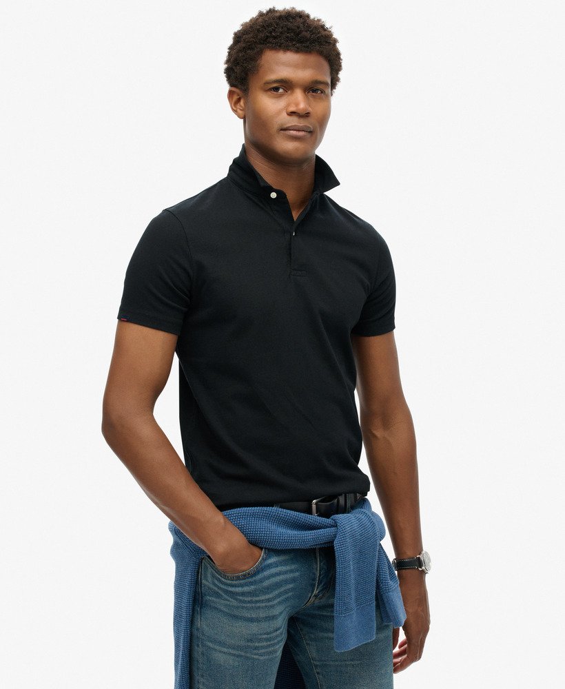 jersey poloshirt in zwart
