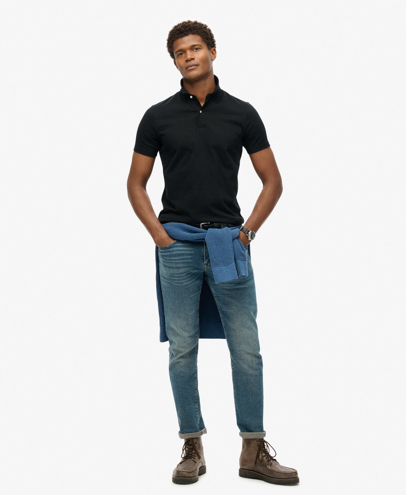 jersey poloshirt in zwart