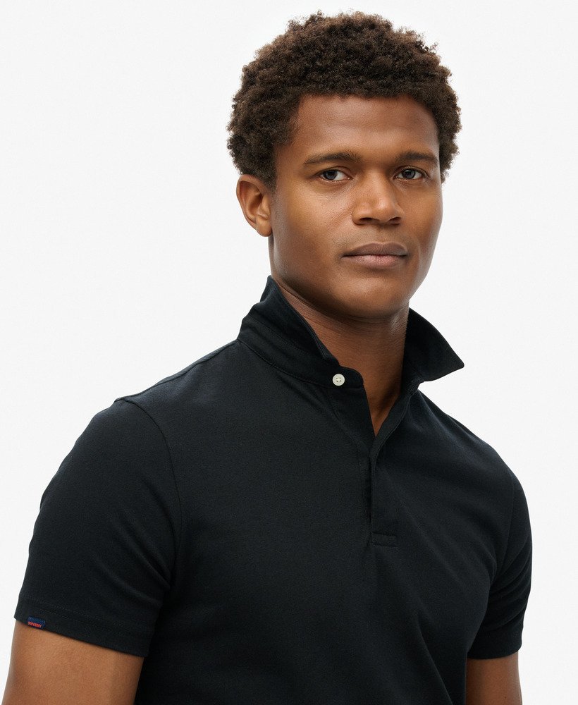 jersey poloshirt in zwart