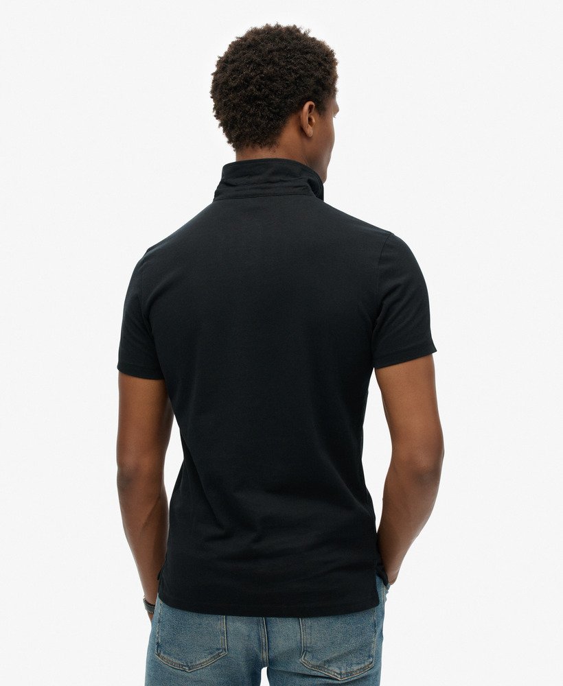jersey poloshirt in zwart