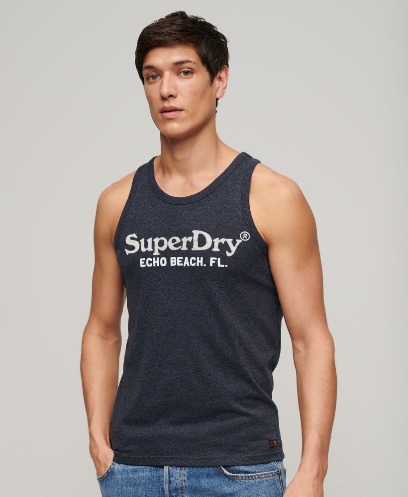vintage venue classic vest top in eclipse navy marl