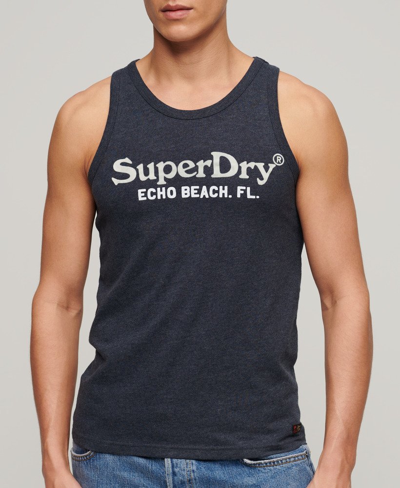 vintage venue classic vest top in eclipse navy marl