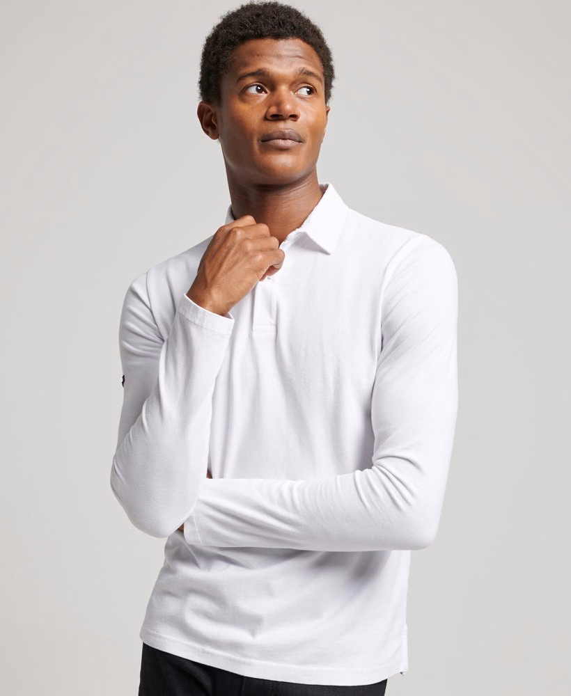 Polo shirt met lange mouwen van jersey