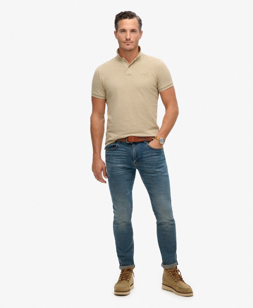 klassiek piqué poloshirt in lichtbruin gemêleerd.