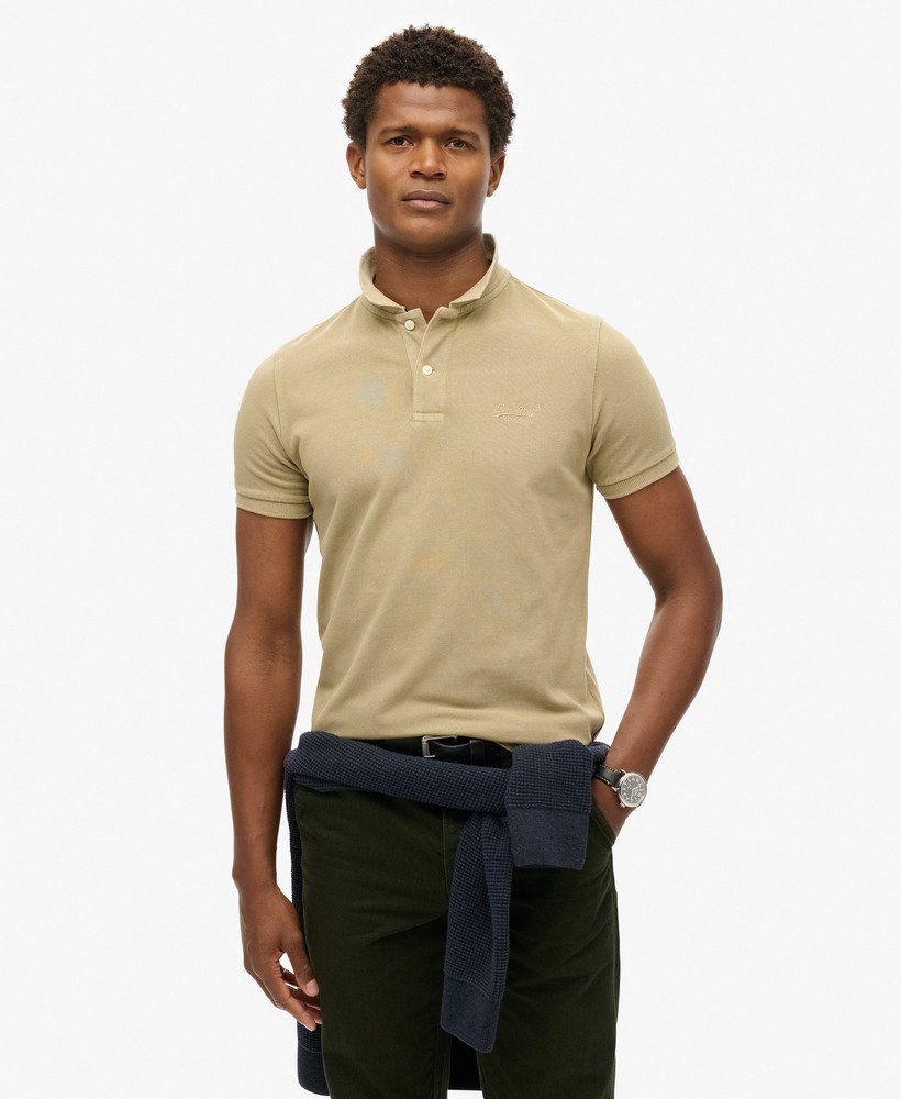 gescheurd poloshirt in canyon sand brown
