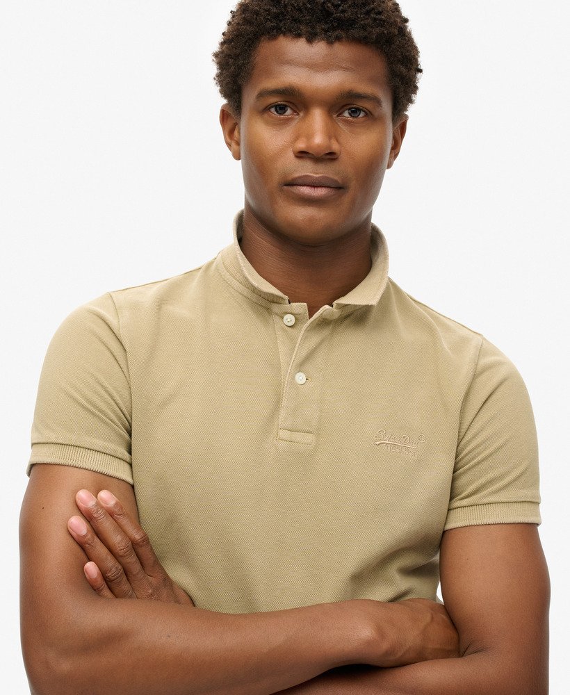 gescheurd poloshirt in canyon sand brown