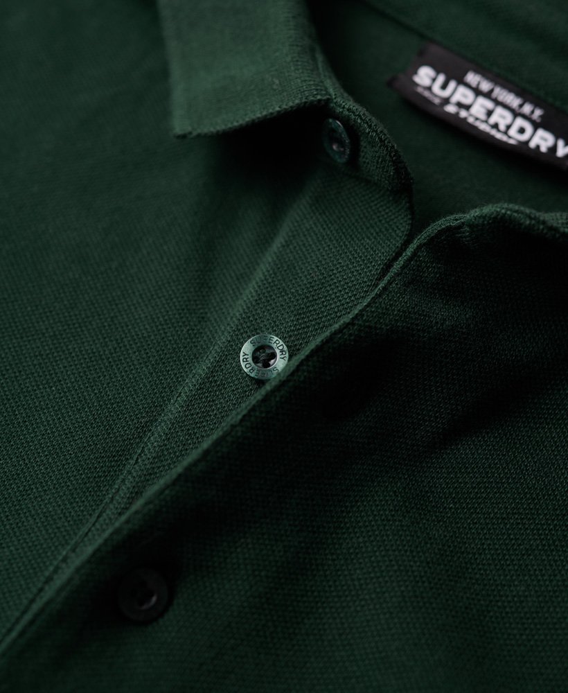polo shirt met lange mouwen van katoenpiqué in bosgroen.