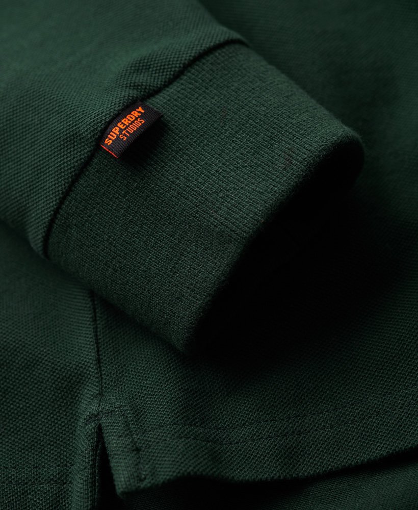 polo shirt met lange mouwen van katoenpiqué in bosgroen.