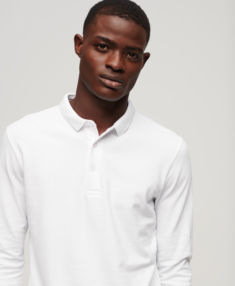 polo shirt met lange mouwen van katoenpiqué in optic