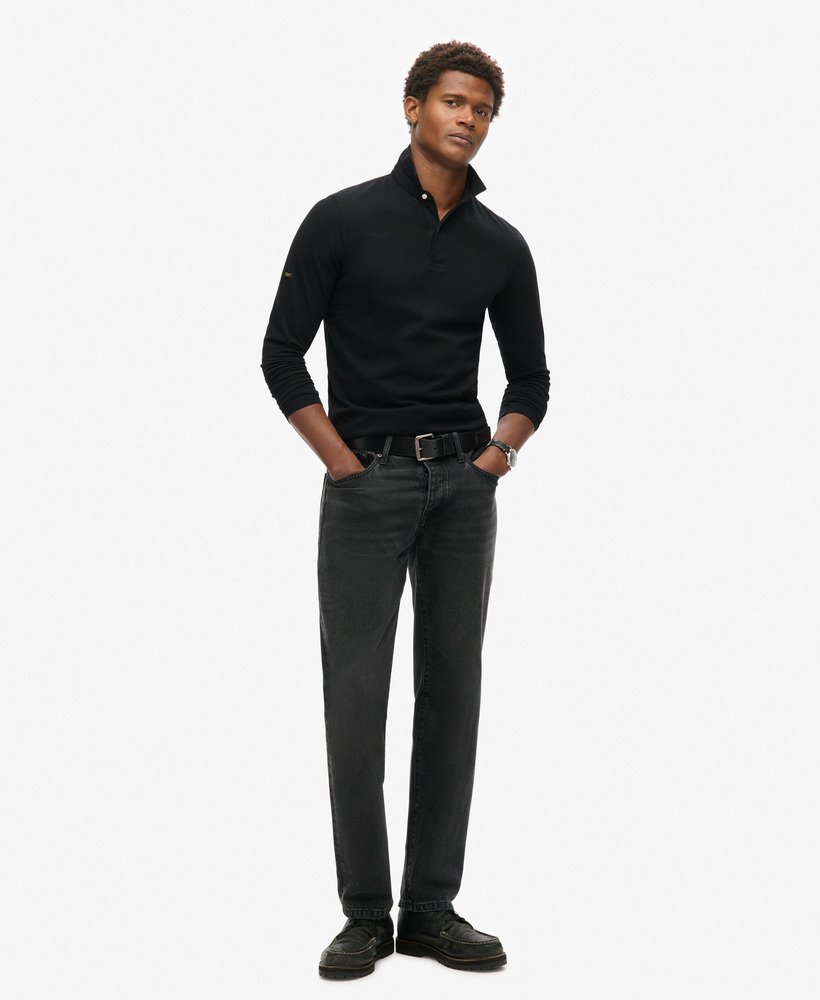 studios poloshirt met lange mouwen in zwart