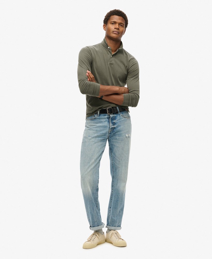 studios poloshirt met lange mouwen in gewassen zwart