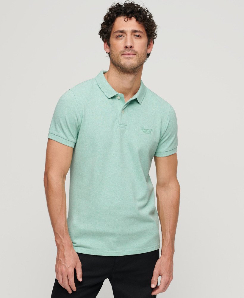 klassiek piqué poloshirt in licht mintgroen gemêleerd.