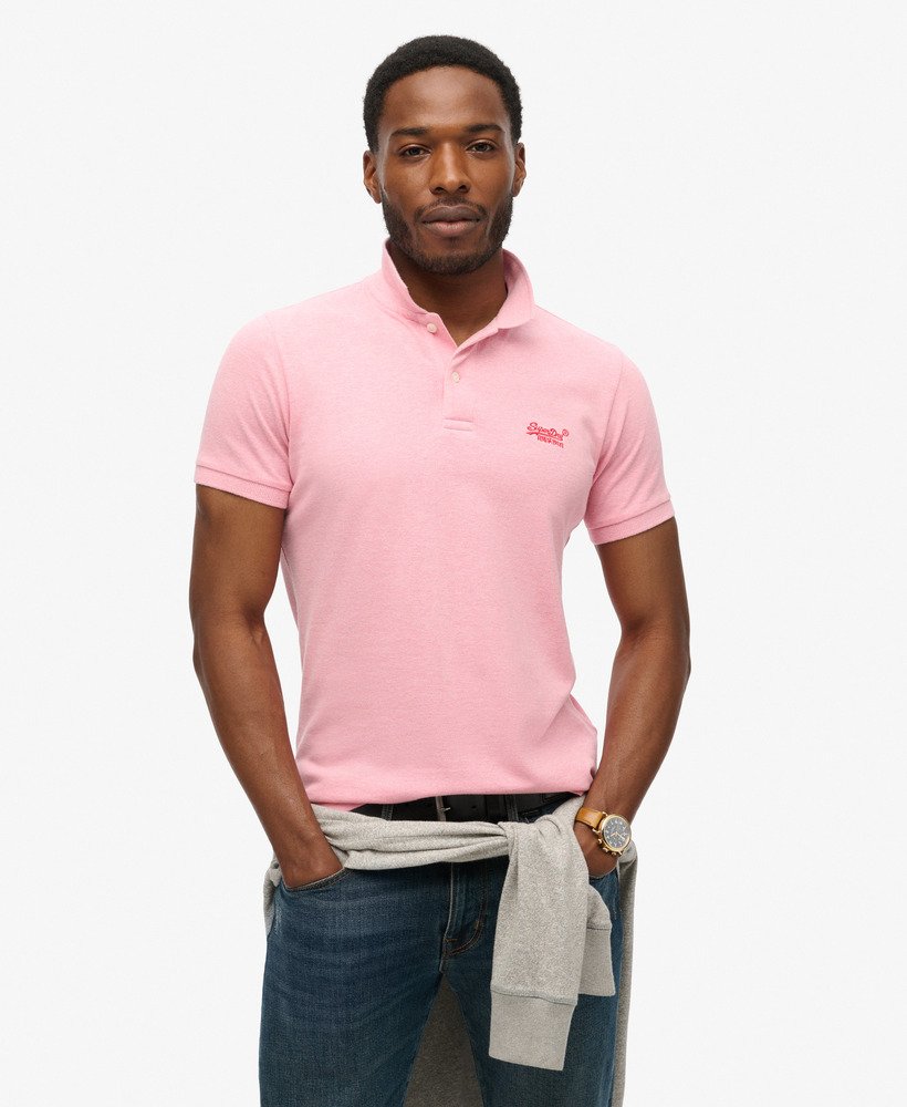 klassiek piqué poloshirt in lichtroze gemêleerd.