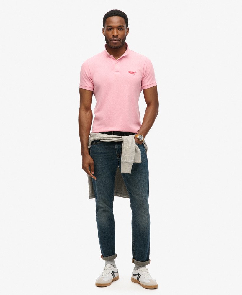 klassiek piqué poloshirt in lichtroze gemêleerd.