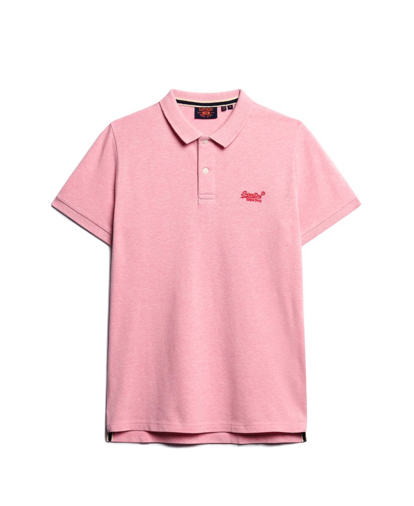 klassiek piqué poloshirt in lichtroze gemêleerd.