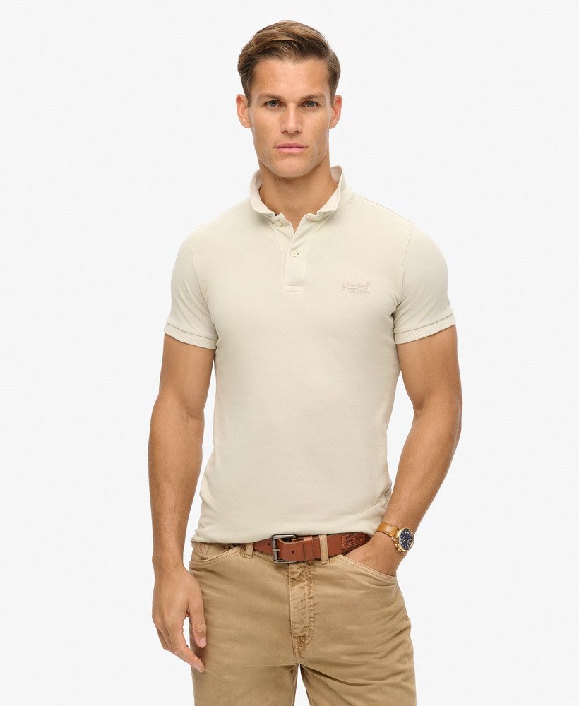 gescheurd poloshirt in licht steenbeige