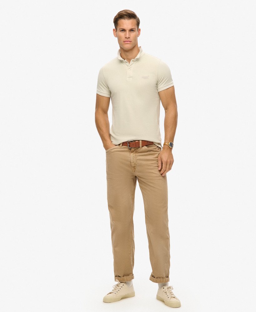 gescheurd poloshirt in licht steenbeige