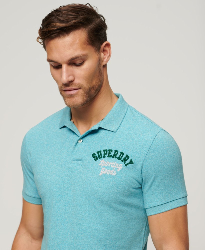 superstate poloshirt in aquablauw met een korrelige afwerking.