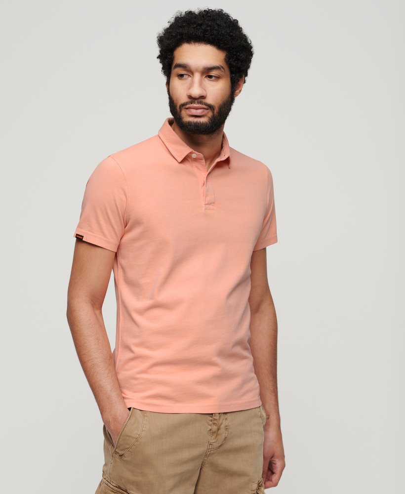 jersey poloshirt in zoet perzikroze