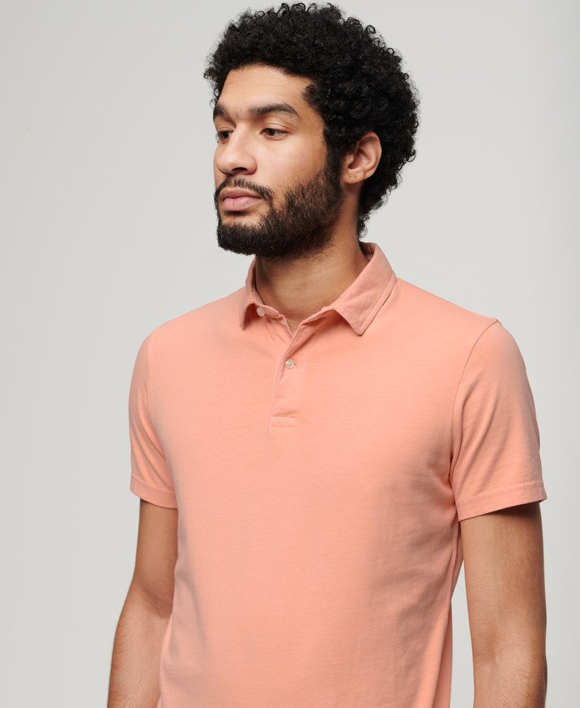 jersey poloshirt in zoet perzikroze