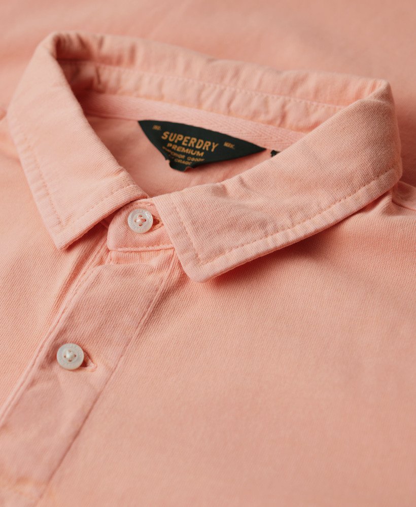 jersey poloshirt in zoet perzikroze