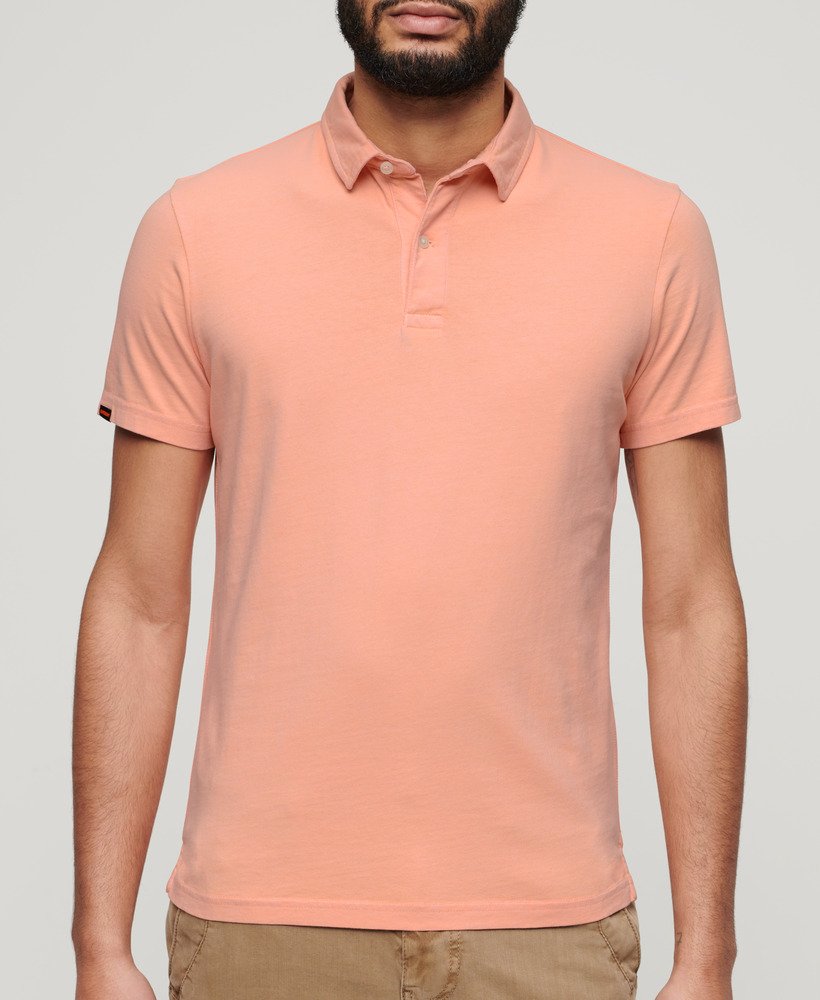 jersey poloshirt in zoet perzikroze
