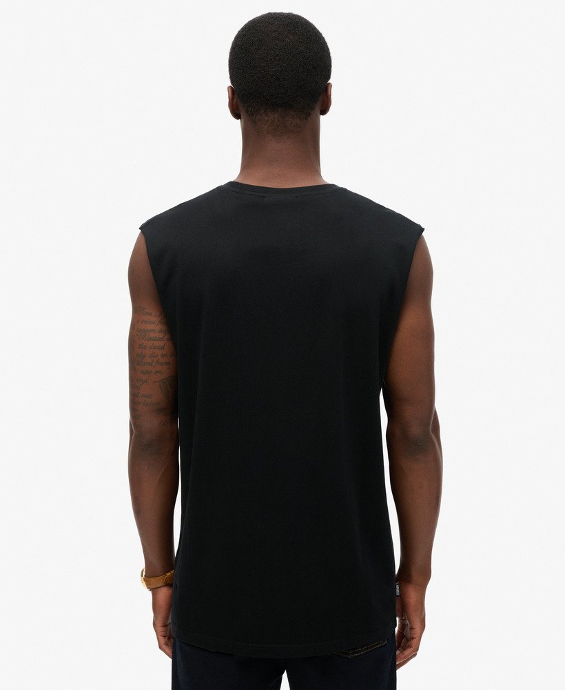 tanktop met essential-logo van biologisch katoen in zwart.