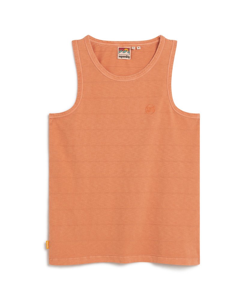 tanktop van biologisch katoen met vintage textuur in gerookt roestbruin.