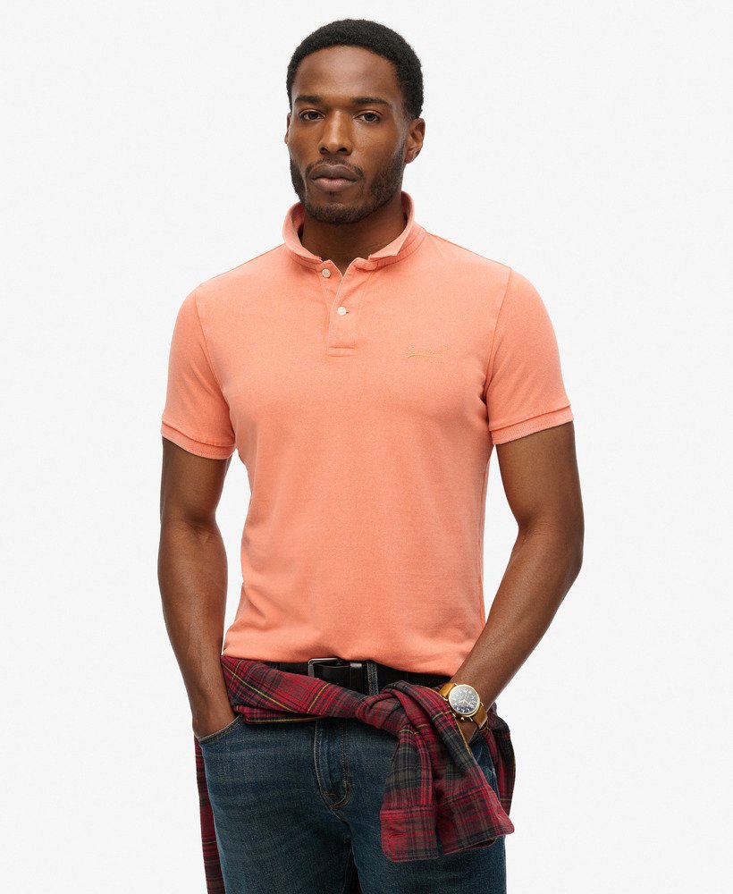 gescheurd poloshirt in sunburst coral