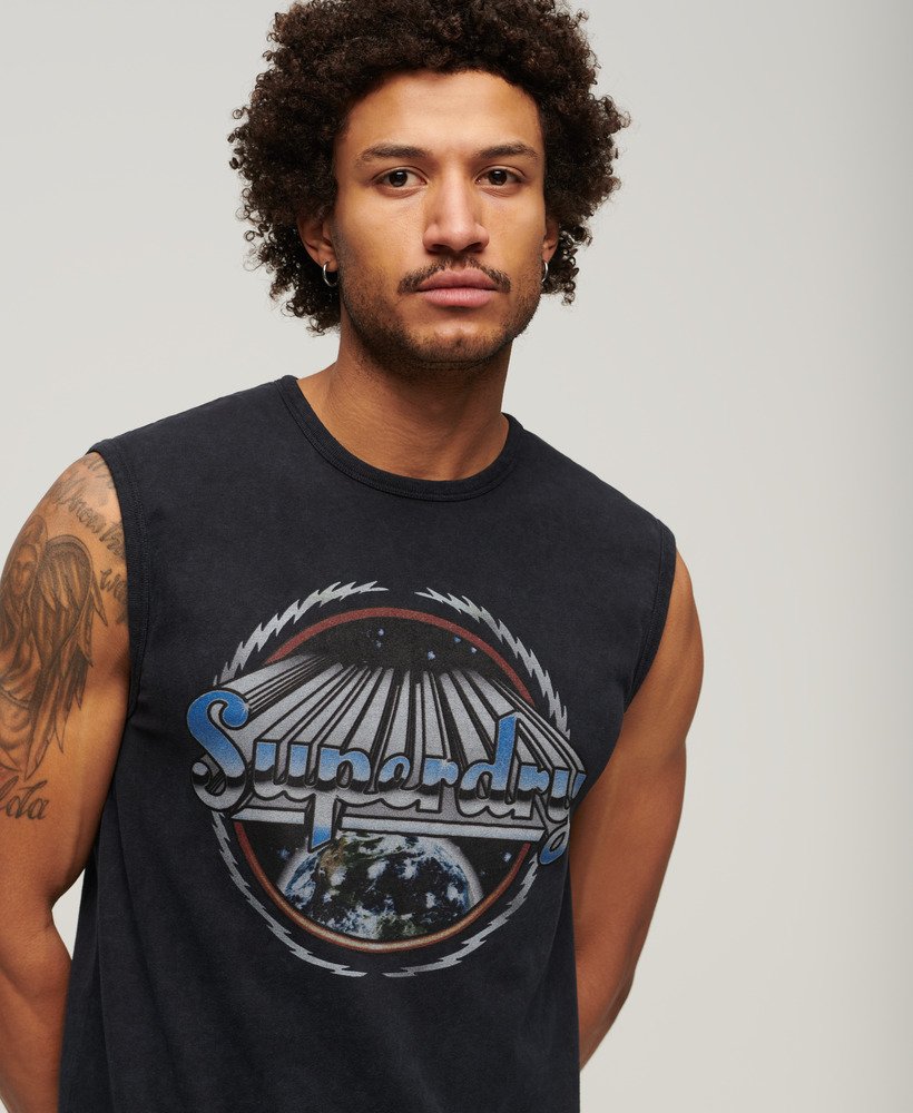 rock graphic band tanktop in zwart