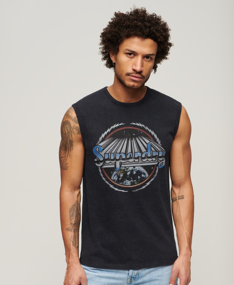 rock graphic band tanktop in zwart