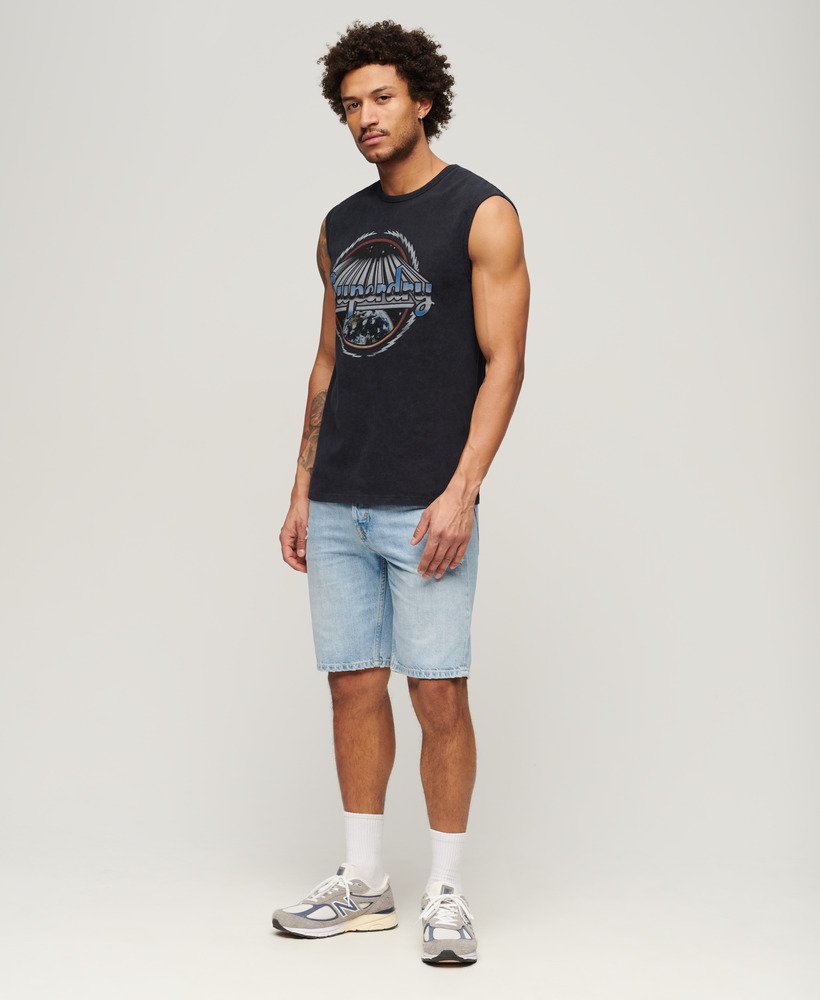 rock graphic band tanktop in zwart