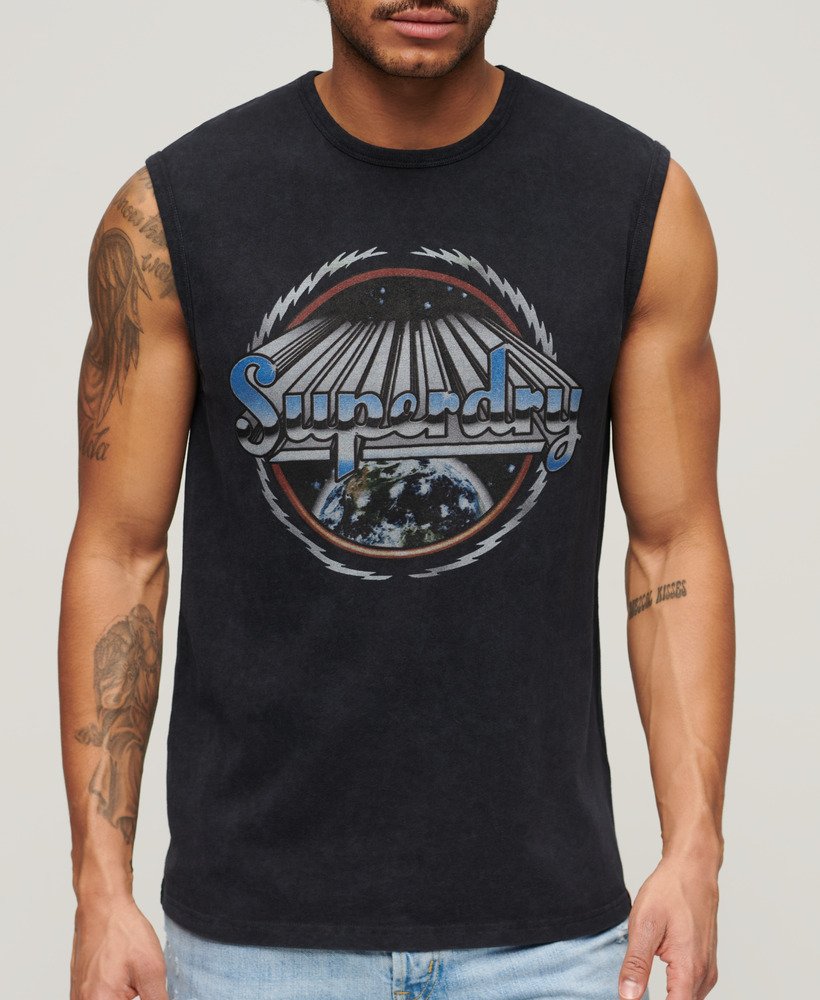 rock graphic band tanktop in zwart