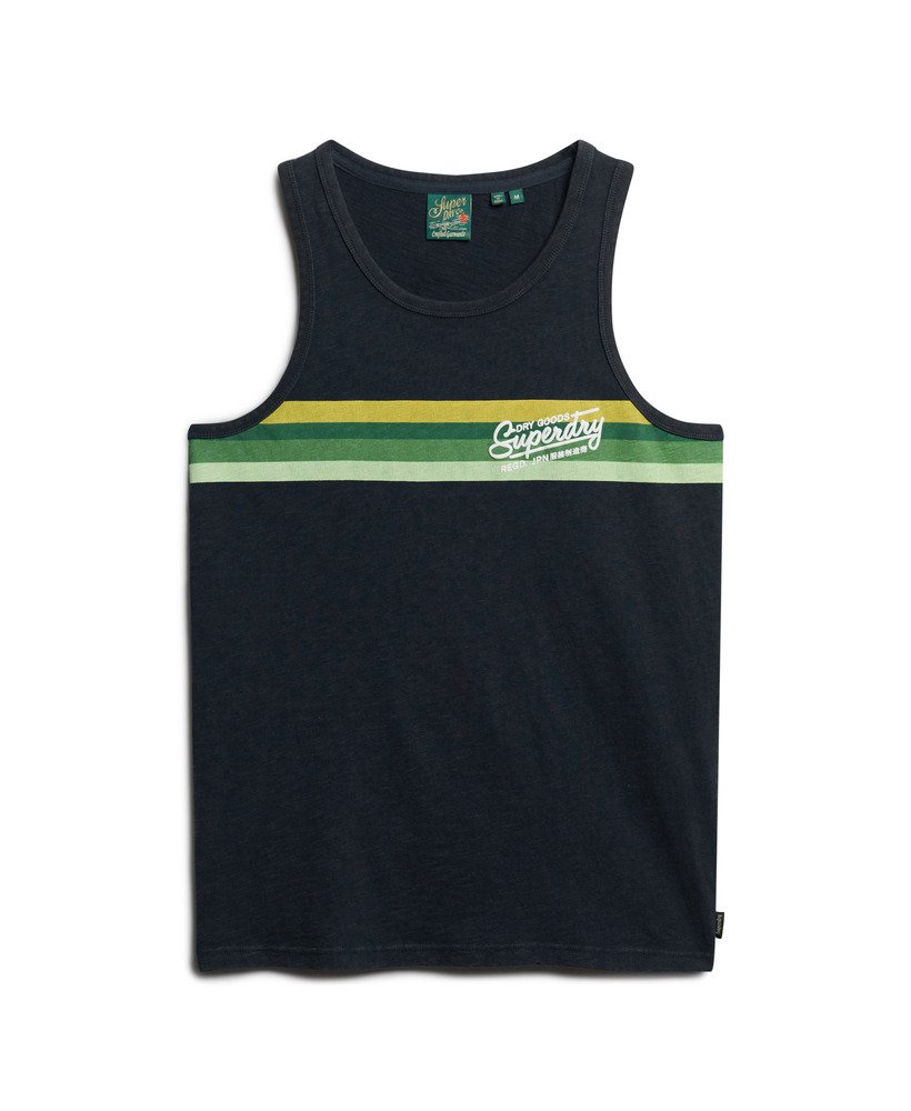 cali gestreept logo vesttop in eclipse navy slub