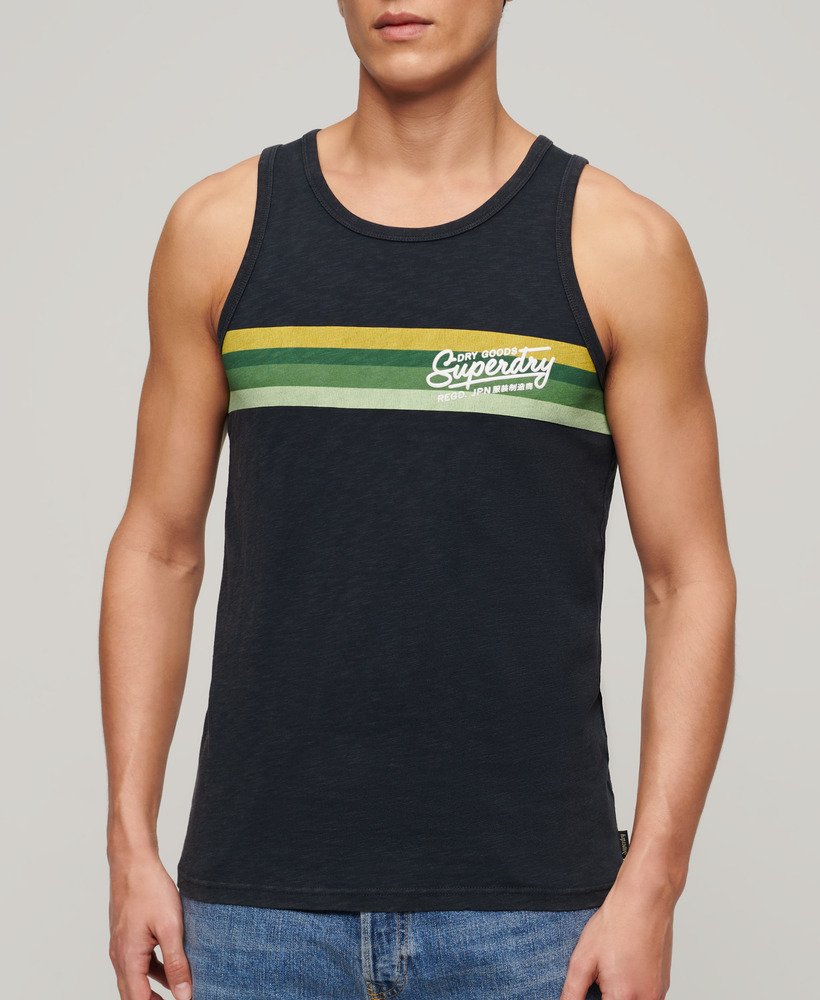 cali gestreept logo vesttop in eclipse navy slub