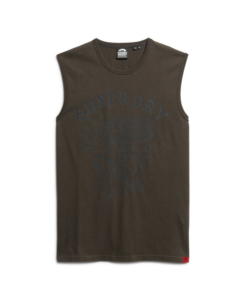 tattoo graphic tank top in vintage black
