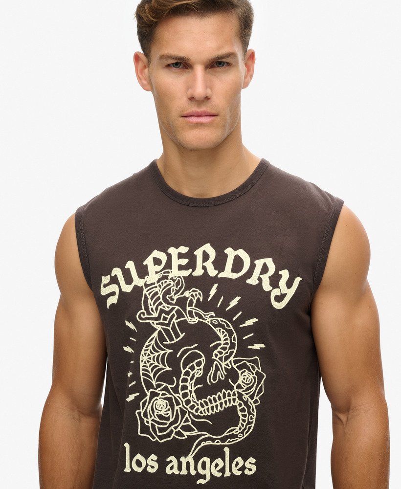 tattoo graphic tank top in bison black