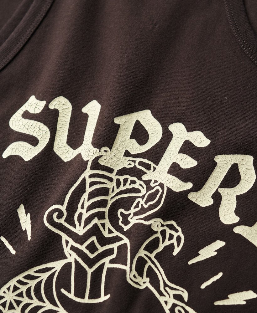 tattoo graphic tank top in bison black