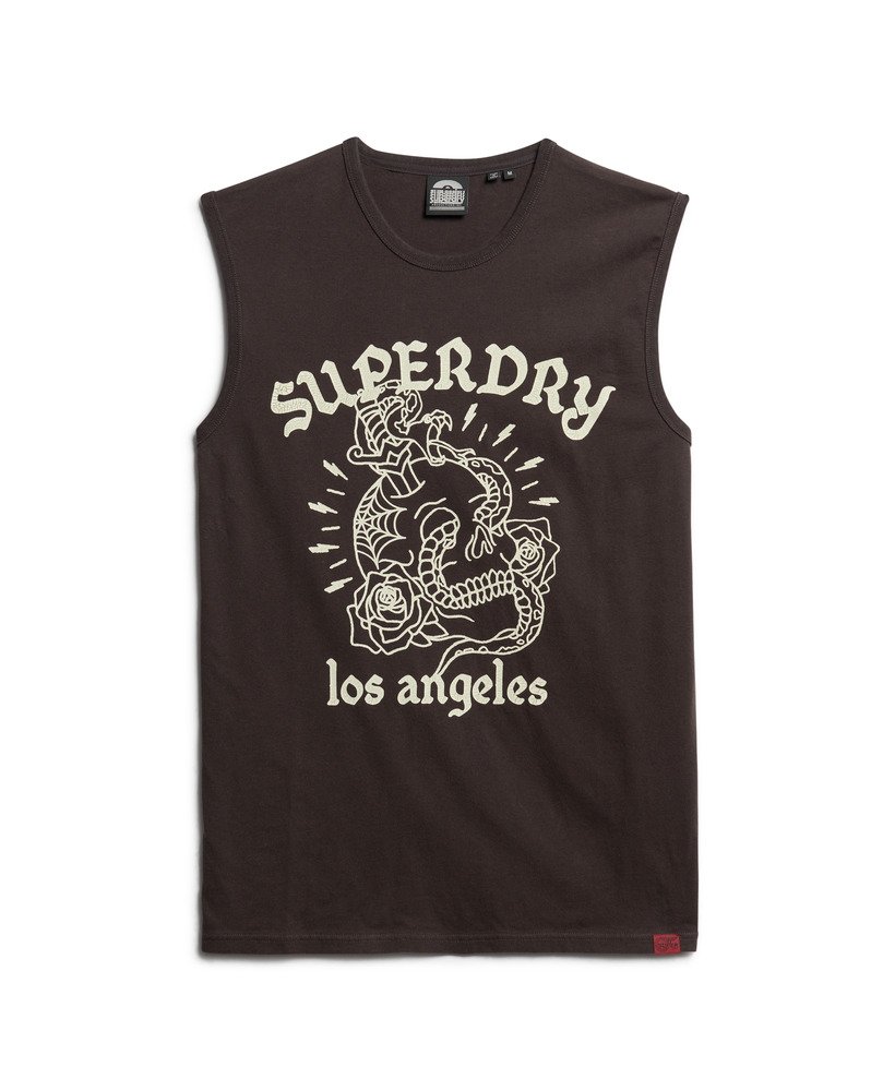 tattoo graphic tank top in bison black
