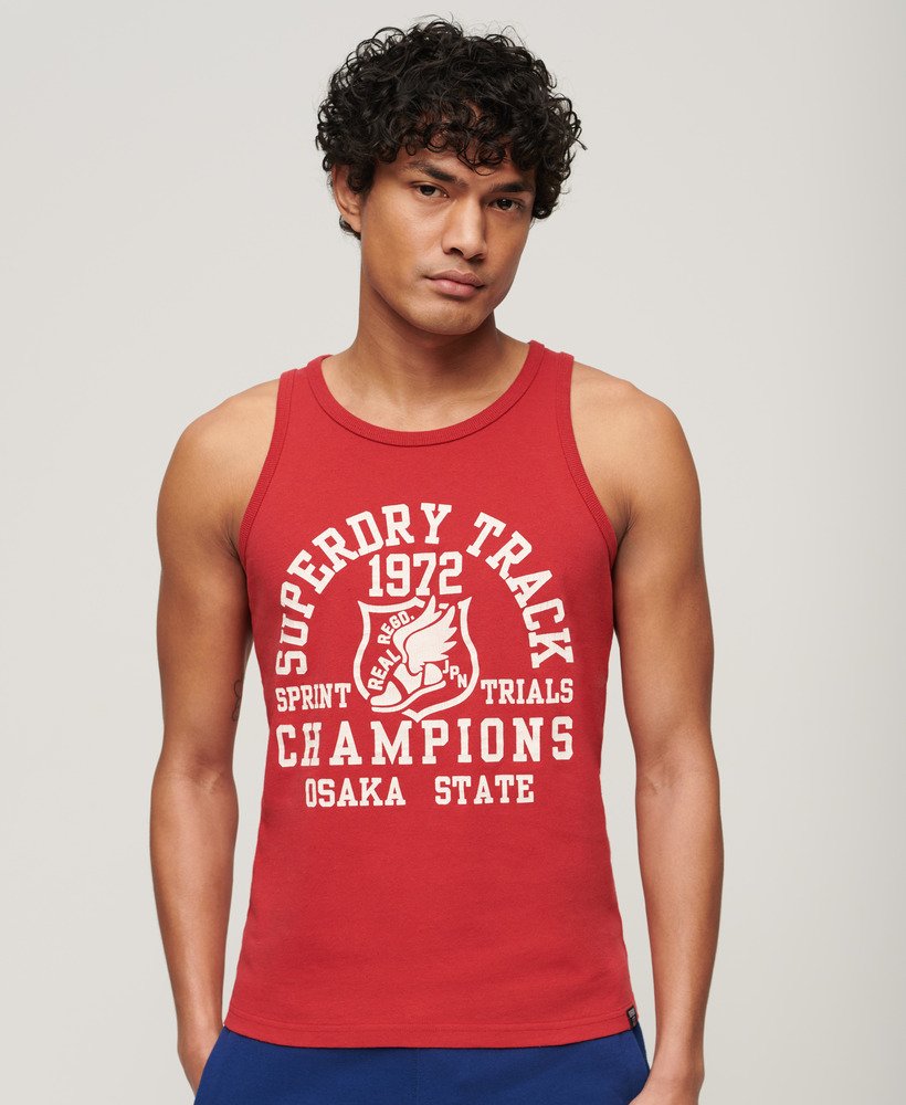 atletisch vest met grafische print voor atletiek in ferra red marl.