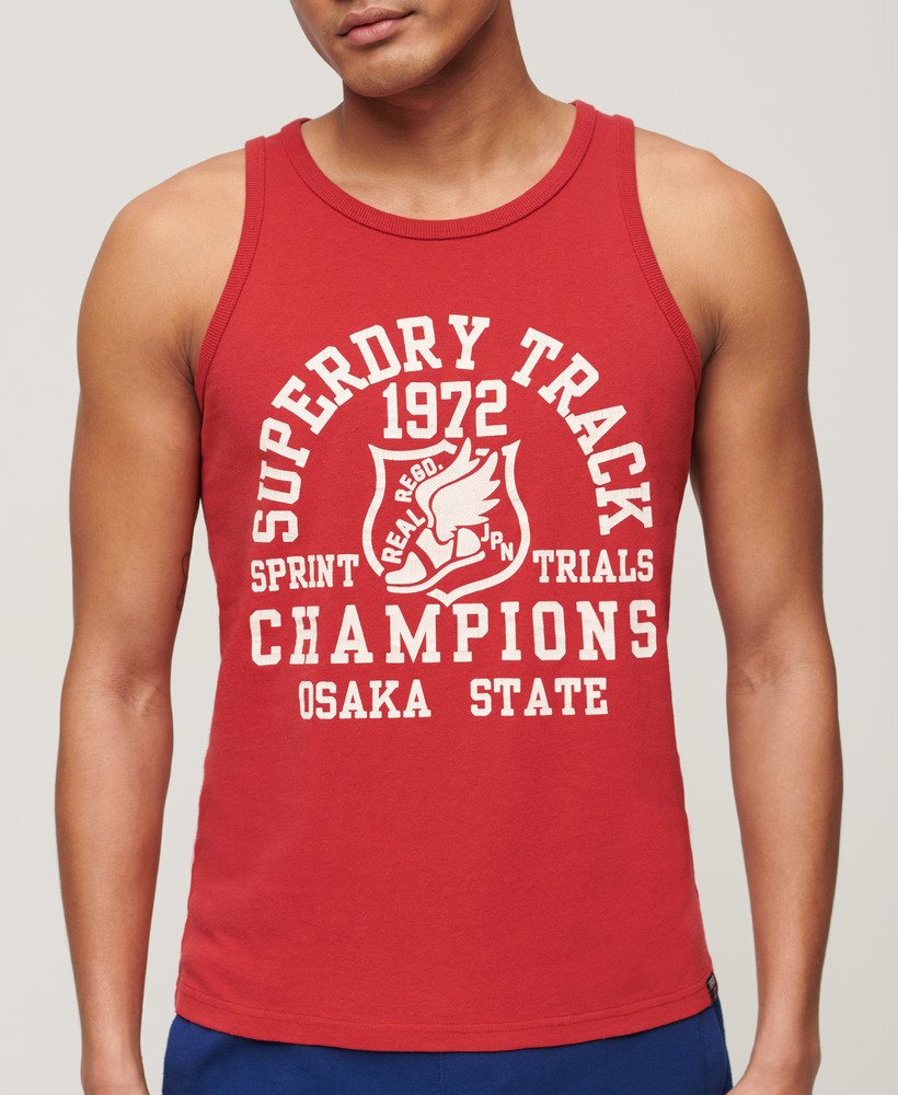 atletisch vest met grafische print voor atletiek in ferra red marl.