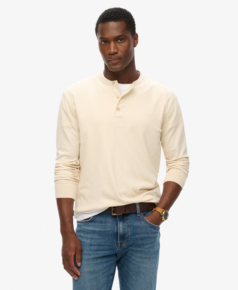 the merchant store - jersey grandad top in havermoutbeige