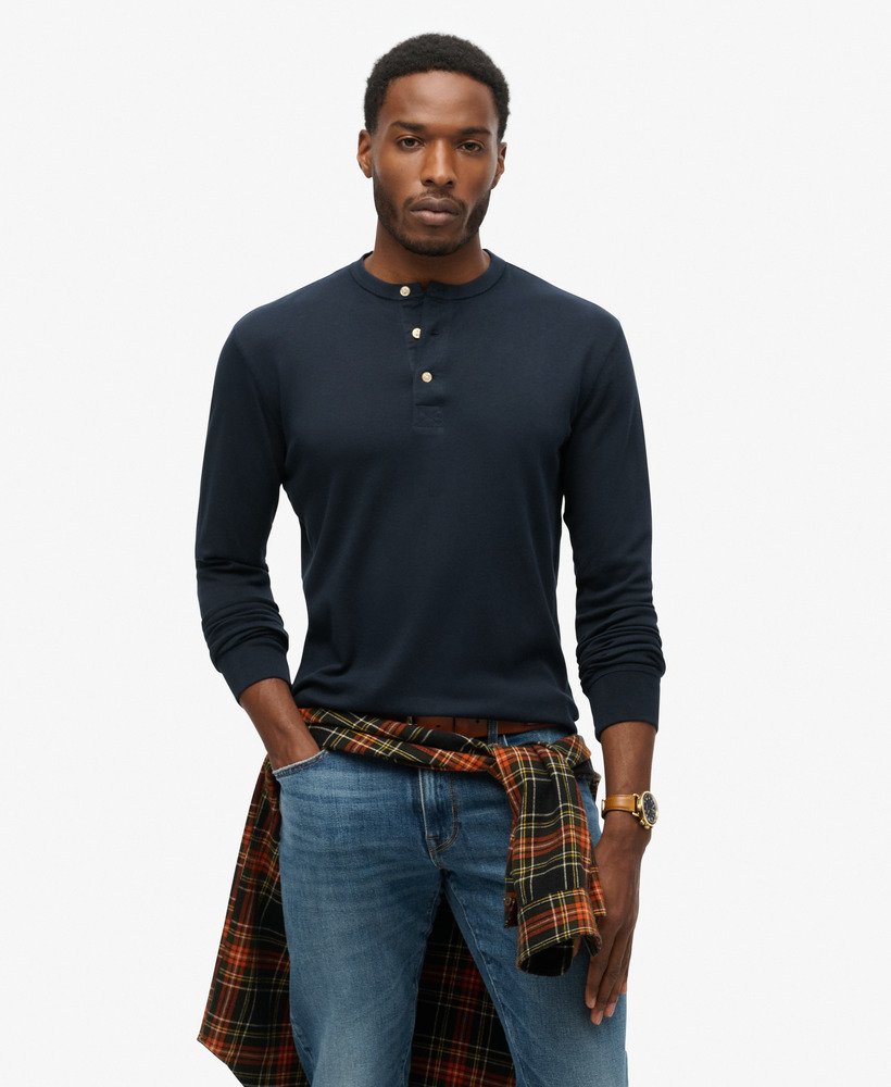 the merchant store - jersey grandad top in eclipse navy