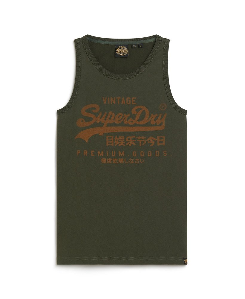 klassiek vintage logo-vest in olijfgroen afkomstig uit overtollige goederen.