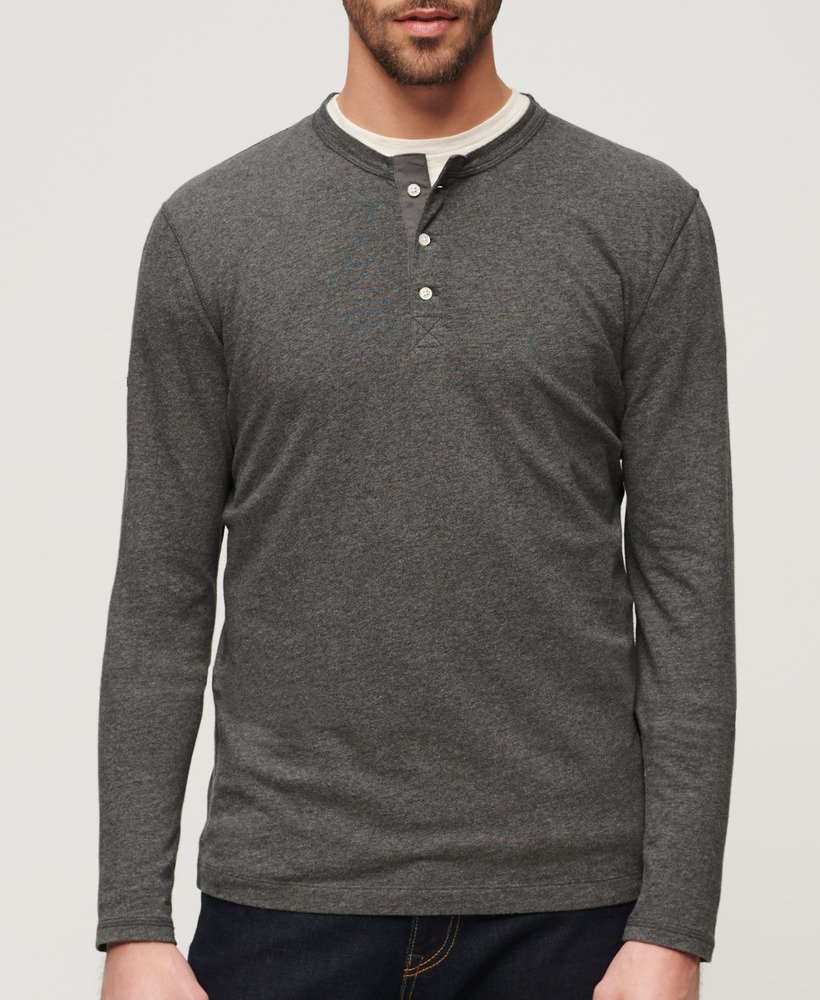 trui met lange mouwen in de stijl van een opa in de kleur cosmo grey marl.