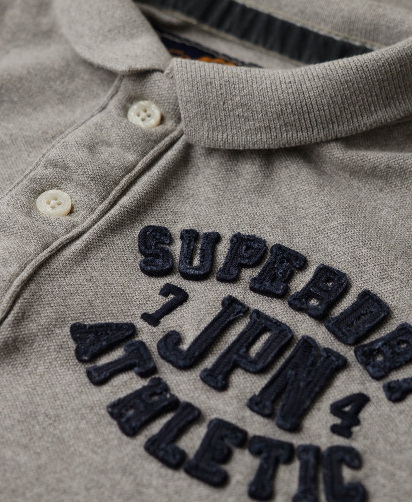 vintage sportief poloshirt in lichtgrijs gemêleerd.