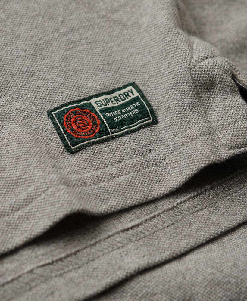 vintage sportief poloshirt in lichtgrijs gemêleerd.
